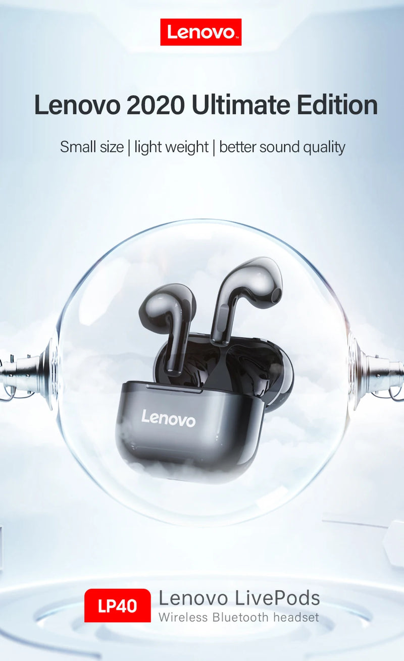 Original Lenovo LP40 wireless headphones TWS Bluetooth Earphones Touch Control Sport Headset Stereo Earbuds For Phone Android