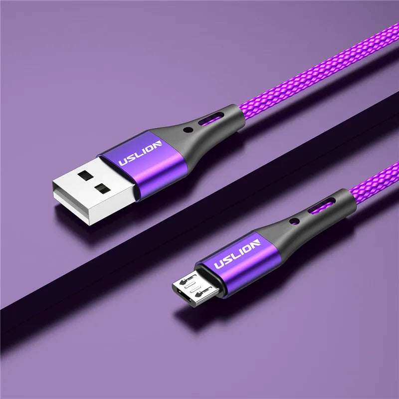 USLION 3M Micro USB Cable Fast Charging For Xiaomi Android Mobile Phone