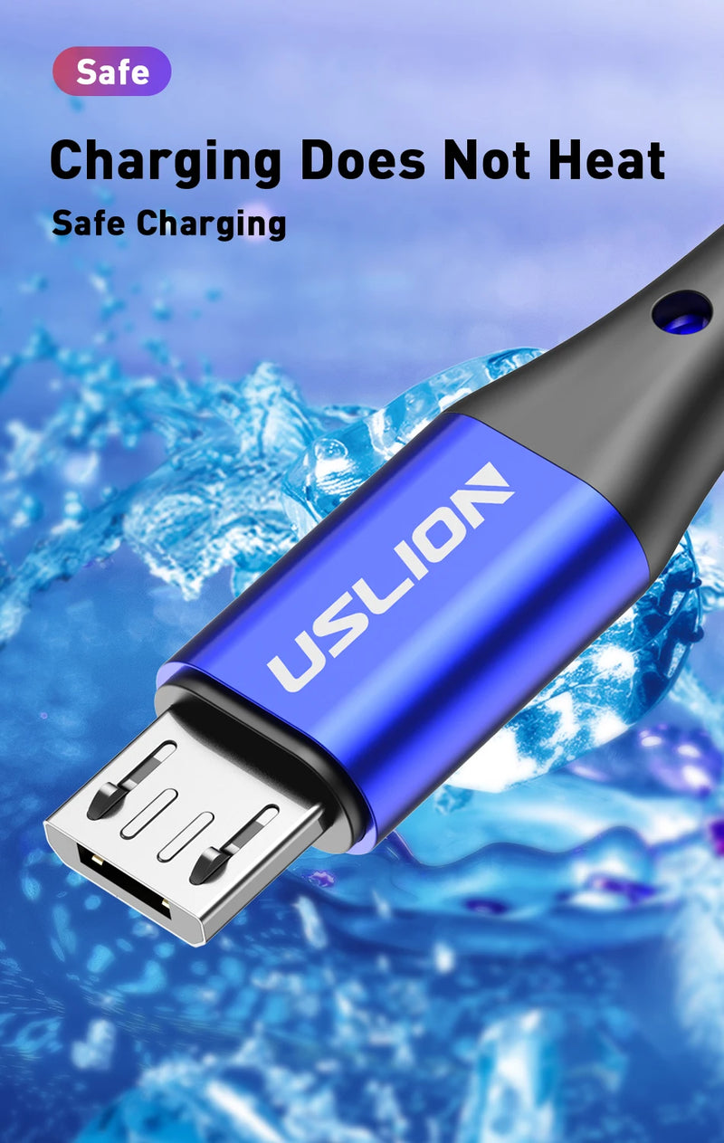 USLION 3M Micro USB Cable Fast Charging For Xiaomi Android Mobile Phone