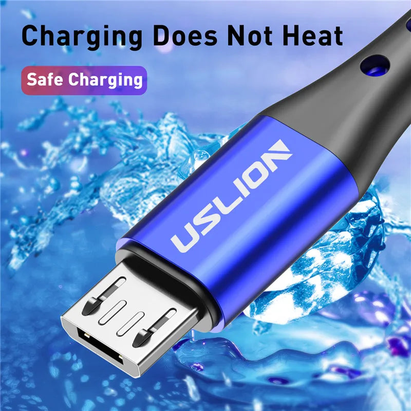 USLION 3M Micro USB Cable Fast Charging For Xiaomi Android Mobile Phone