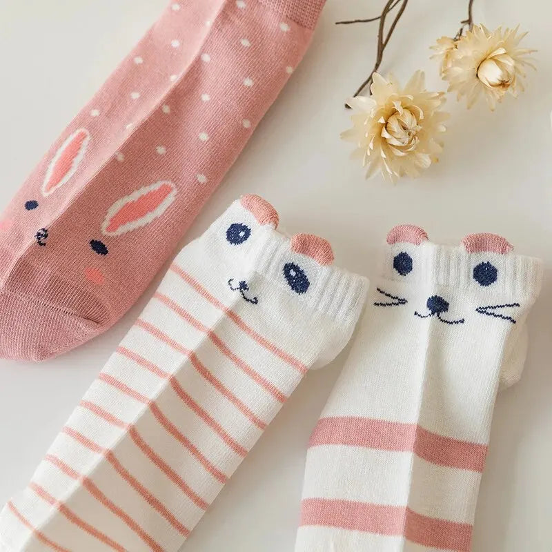 5 Pairs Women's Short Tube Socks Pink Cat Thin Four Seasons Cute Boat Sockslow Top Ins Trendy Socks