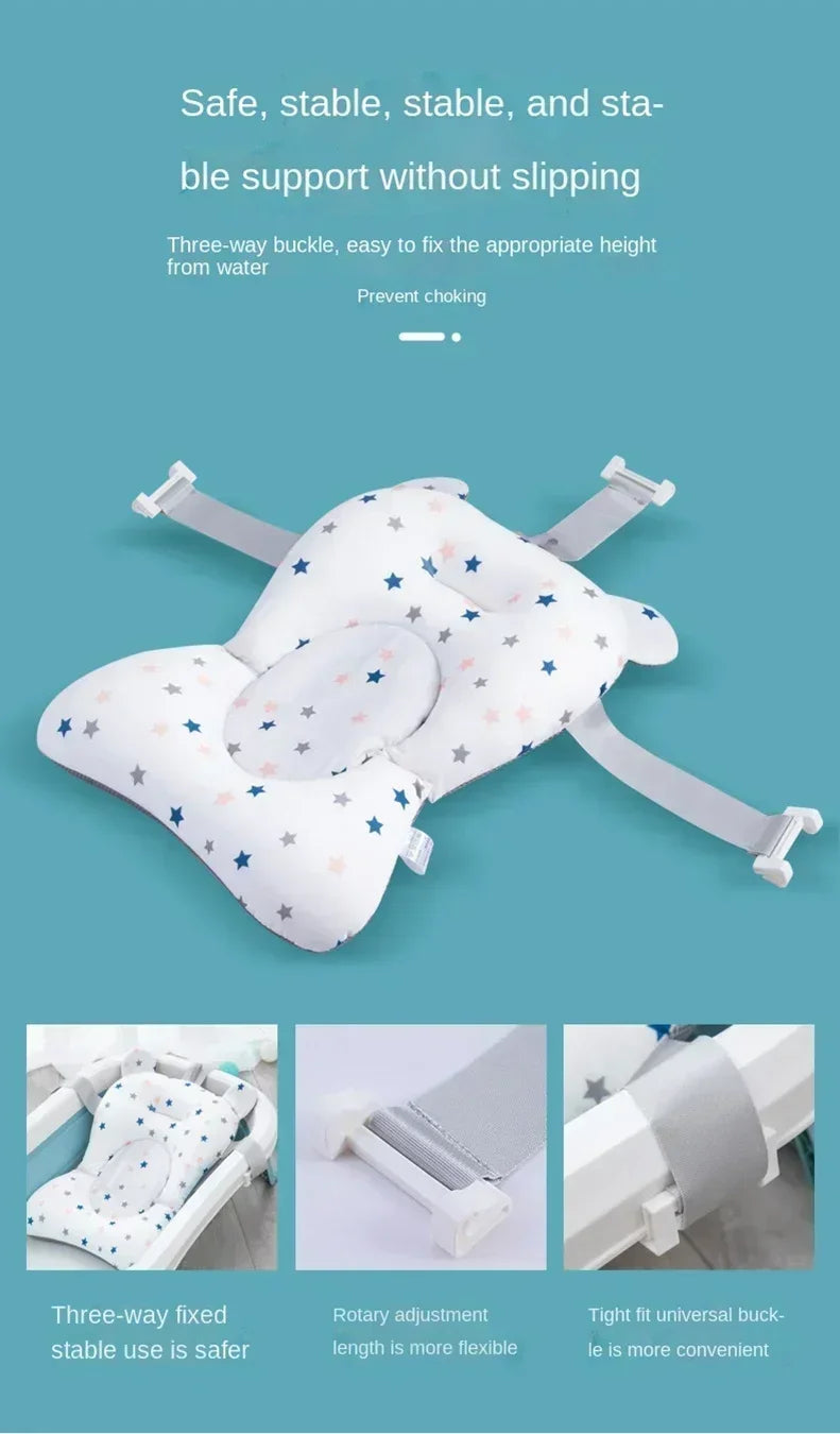 Baby Bathtub Pad Ajustable Bath Support Seat Mat Shower Cushion Newborn Foldable Baby Bath Seat Floating Security Water Pad