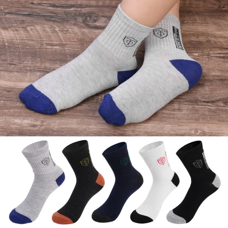 5Pairs Breathable Cotton Sports Stockings Men Bamboo Fiber Autumn and Winter Men Socks Sweat Absorption Deodorant Business Sox