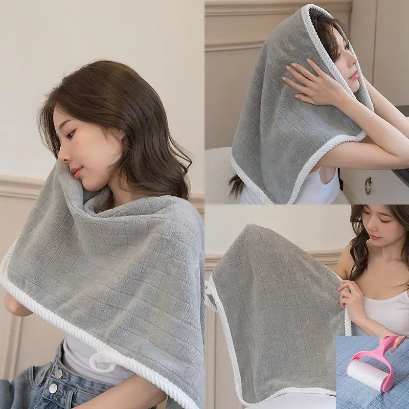 Square Spiral Bath Towel Designer Solid Color Quick Drying Water Absorbing Dry Hair Household And Daily Use Soft Square-Towels