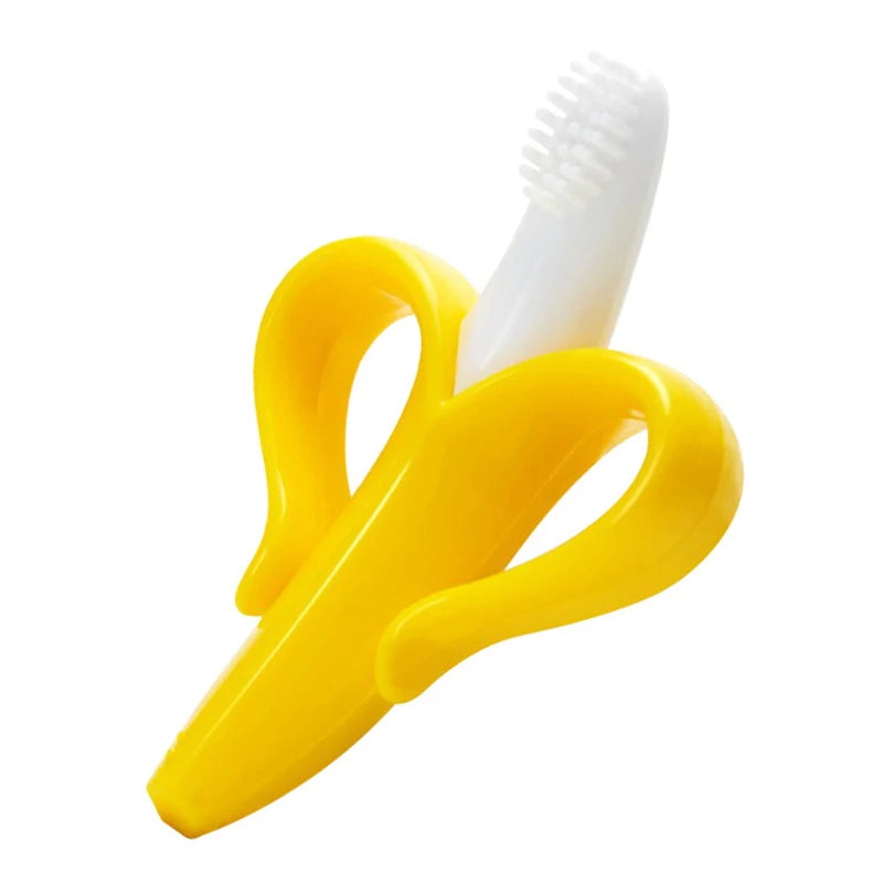 Banana Baby Teether Safe Toddle Teether Silicone BPA Free Banana Teething Ring  Chew Dental Care Toot Training Banana Toothbrush