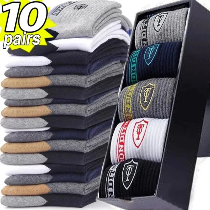 5Pairs Breathable Cotton Sports Stockings Men Bamboo Fiber Autumn and Winter Men Socks Sweat Absorption Deodorant Business Sox