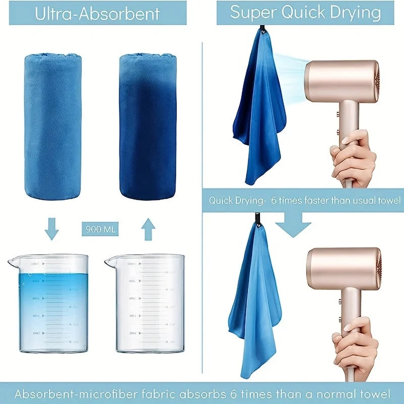 Ultra-Absorbent Microfiber Towel for Sports & Outdoor Activities - Quick-Drying, Compact