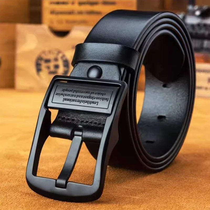 New Luxury Belt for Men PU Leather Belt Metal Pin Buckle High Quality Famous Brand Designer Waist Strap Belt for Jeans Plus Size