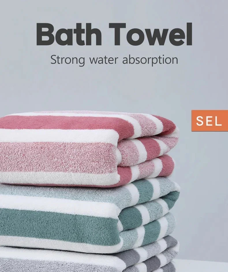 Striped Pattern Towel Set Soft Hand Towel Bath Towel Quick Drying Absorbent Towels For Bathroom