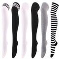 1/6 Pairs Women's Striped Stocking Japanese Over Knee Socks Fashion Women Keep Warm Slim Long Socks Black White Striped Hosiery