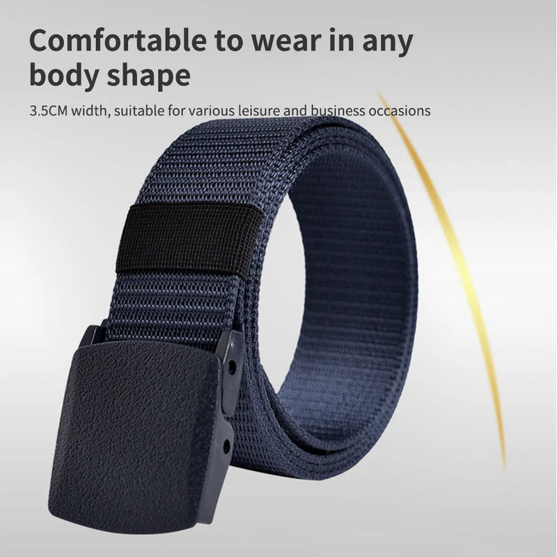 Men Non Metal Plastic Steel Buckle Belt Outdoor All Match Belt for Ourdoor Security Check Free Durable for Camping