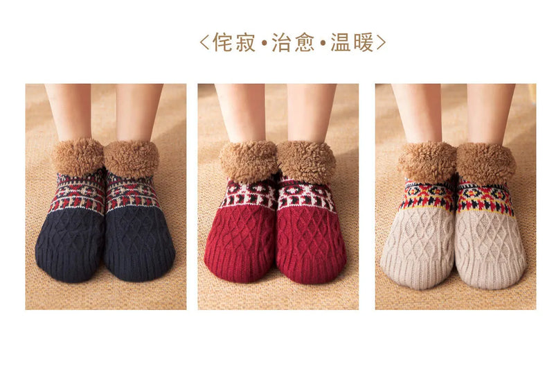 2024 New Winter Warm Floor Socks Home Fleece Slipper Women Men Snow Socks Sleep Carpet Socks Slippers Socks Non-slip Yoga Socks