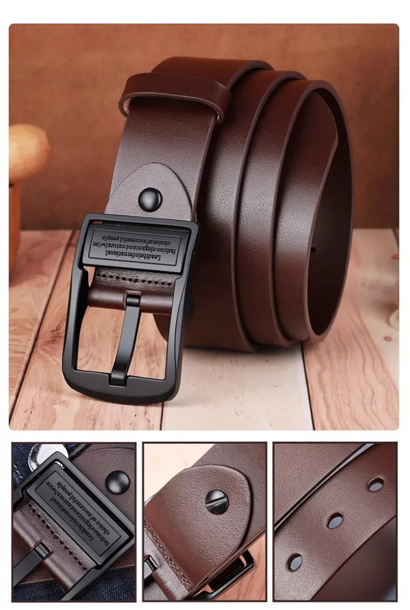 New Luxury Belt for Men PU Leather Belt Metal Pin Buckle High Quality Famous Brand Designer Waist Strap Belt for Jeans Plus Size