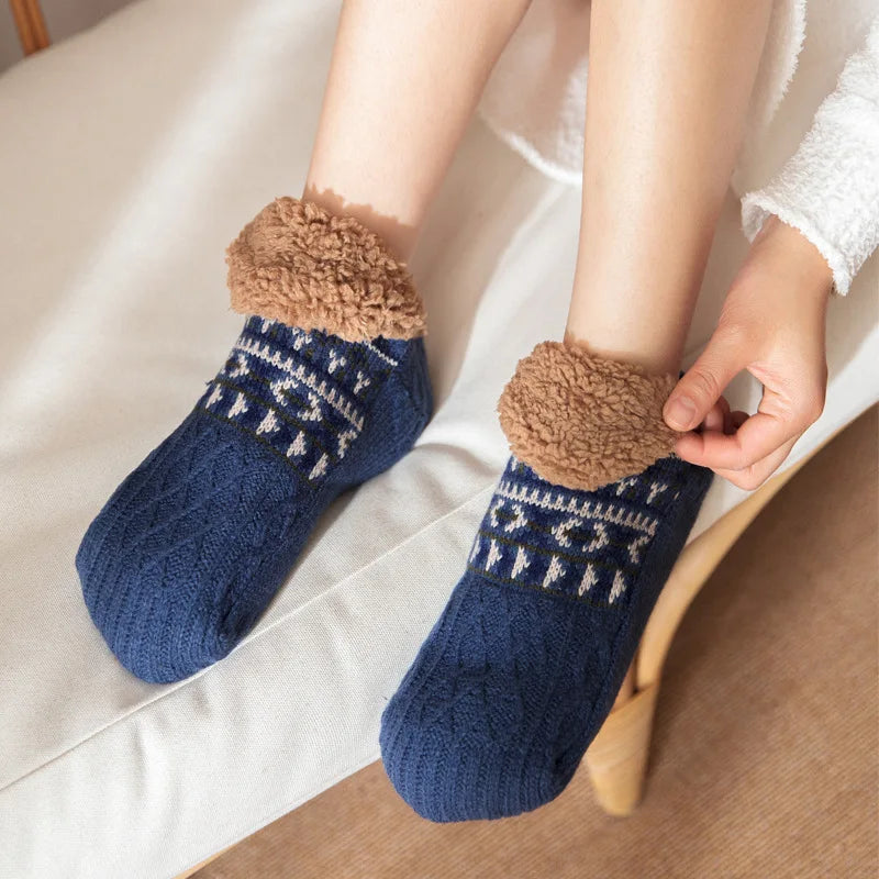 2024 New Winter Warm Floor Socks Home Fleece Slipper Women Men Snow Socks Sleep Carpet Socks Slippers Socks Non-slip Yoga Socks