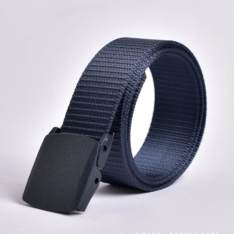 Men Non Metal Plastic Steel Buckle Belt Outdoor All Match Belt for Ourdoor Security Check Free Durable for Camping