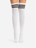 1/6 Pairs Women's Striped Stocking Japanese Over Knee Socks Fashion Women Keep Warm Slim Long Socks Black White Striped Hosiery