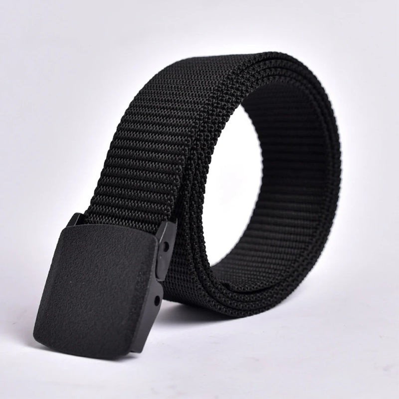 Men Non Metal Plastic Steel Buckle Belt Outdoor All Match Belt for Ourdoor Security Check Free Durable for Camping